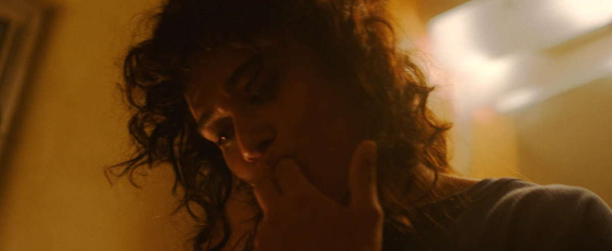 Jackie sucking her fingers in the Love Lies Bleeding sex scene